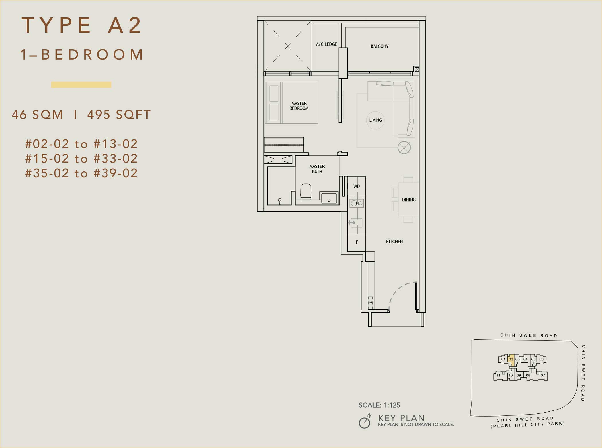 The Landmark 1-Bedroom Floor Plan (Type A2)