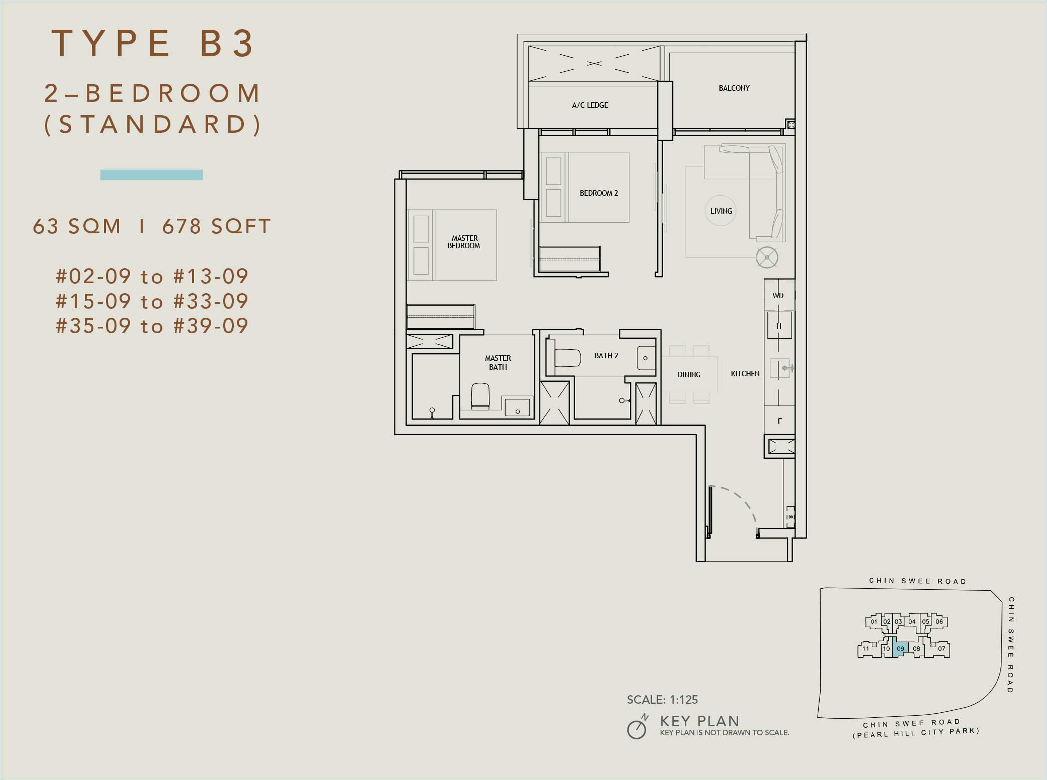 The Landmark 2-Bedroom Floor Plan (Type B3)