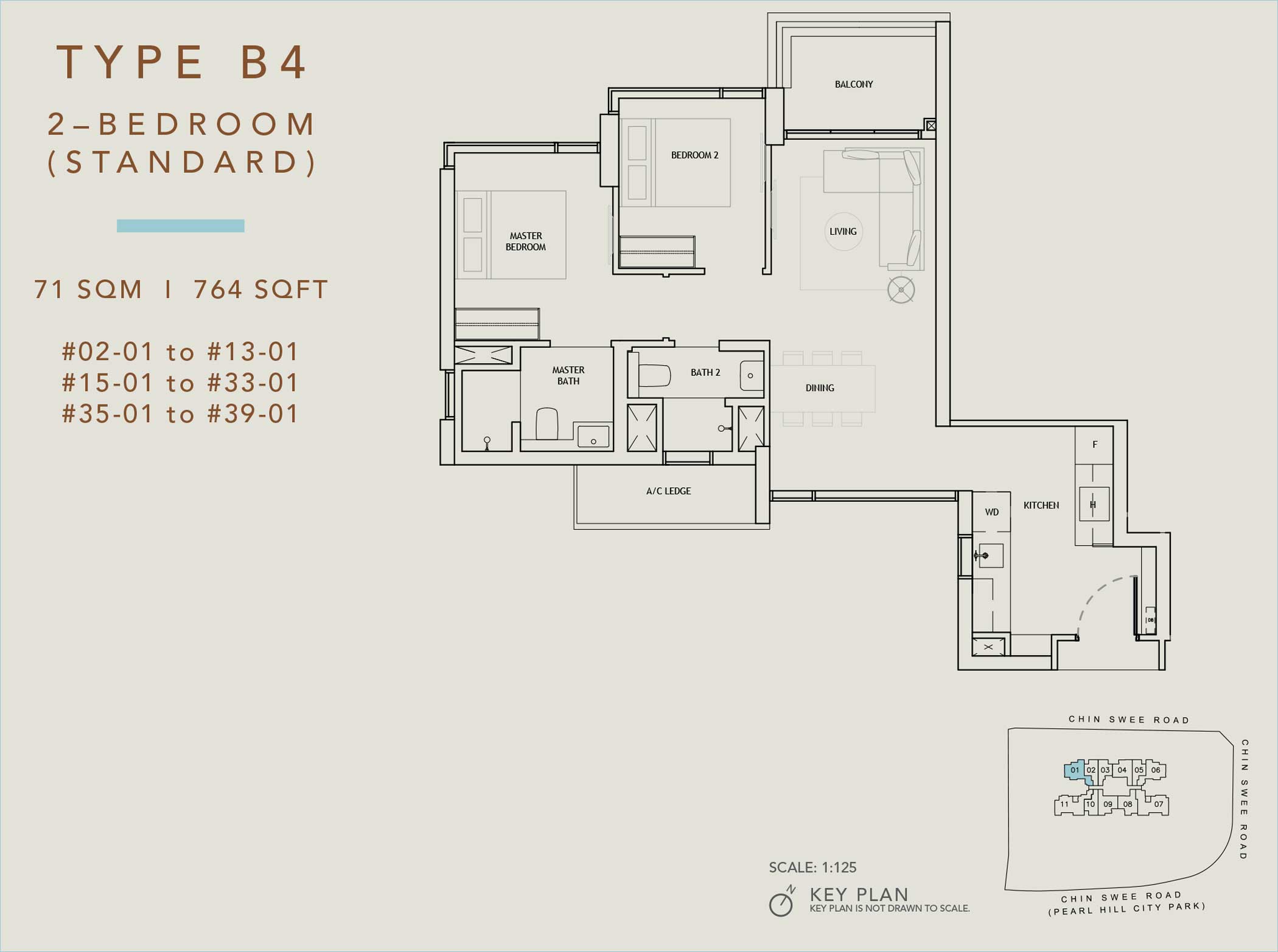 The Landmark 2-Bedroom Floor Plan (Type B4)